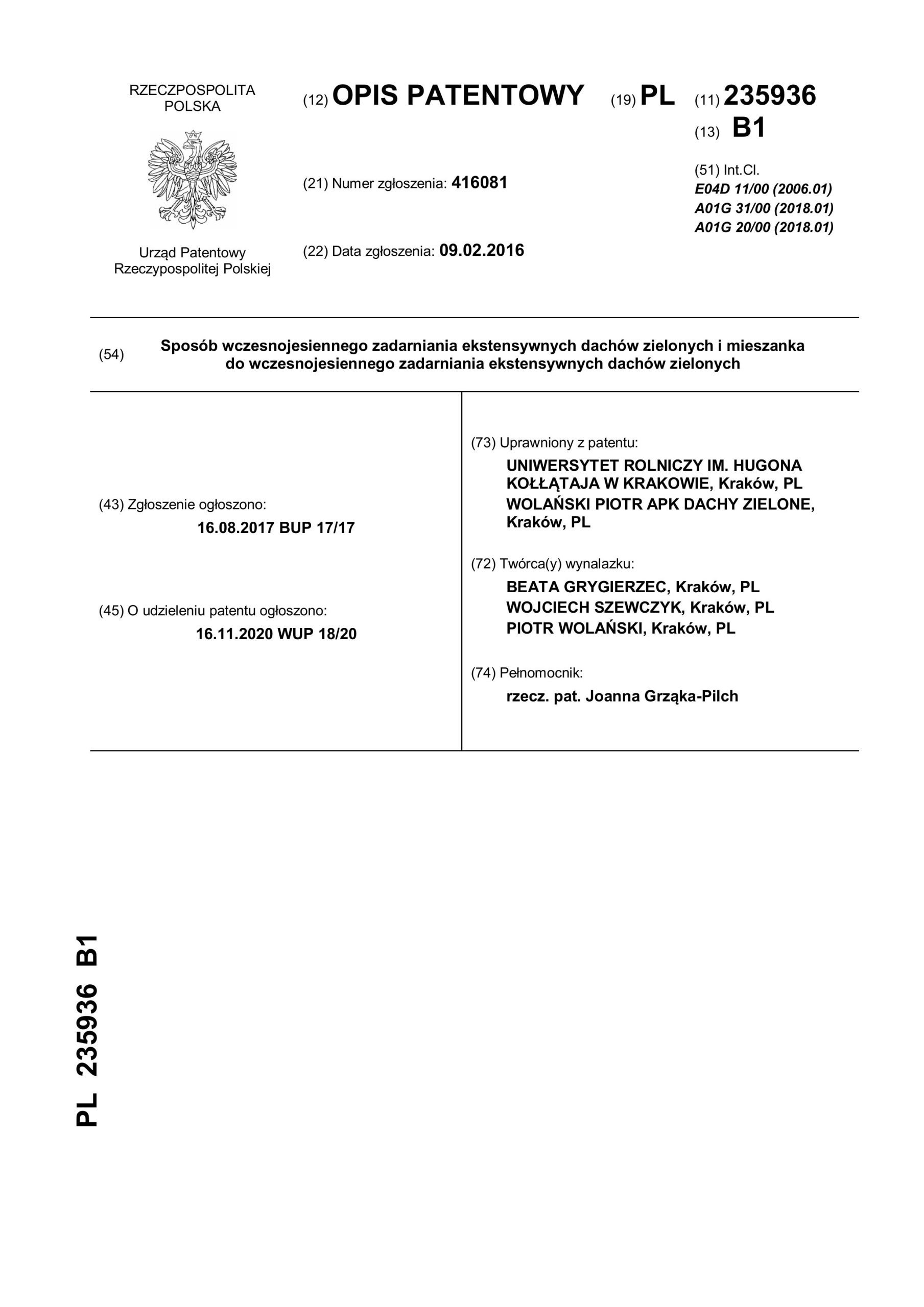 We have a PATENT in the field of green roofs